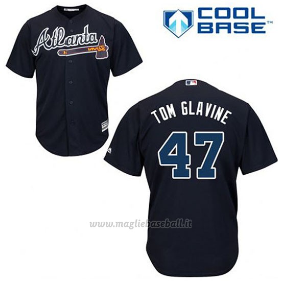 Maglia Baseball Uomo Atlanta Braves 47 Tom Glavine Blu Alterner Cool Base